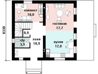 Простой дом 9 х 8 с полноценным 2 этажом, выбранный из каталога проектов